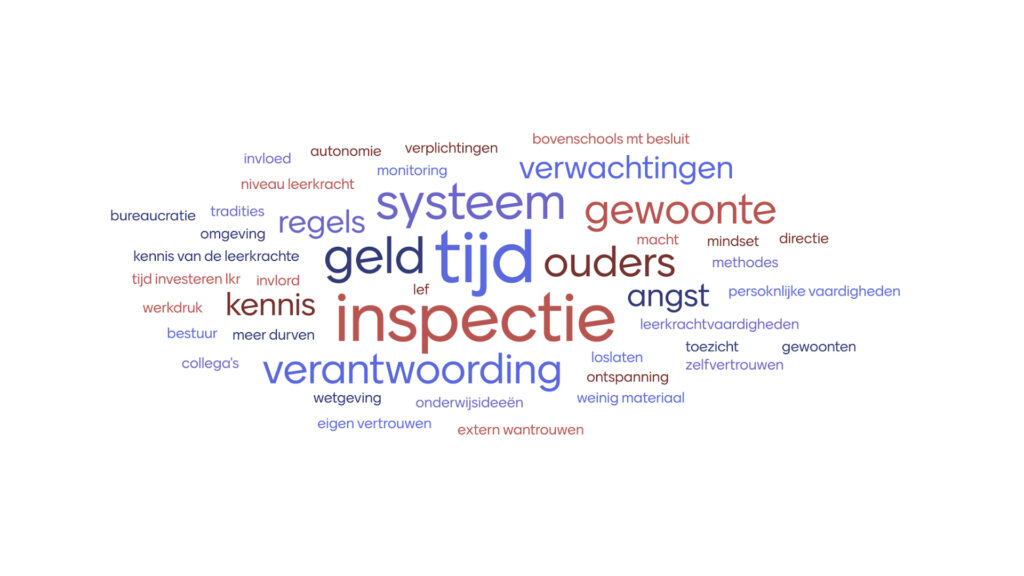 Wordcloud 'wat houdt je tegen om je bedoeling uit te voeren?'